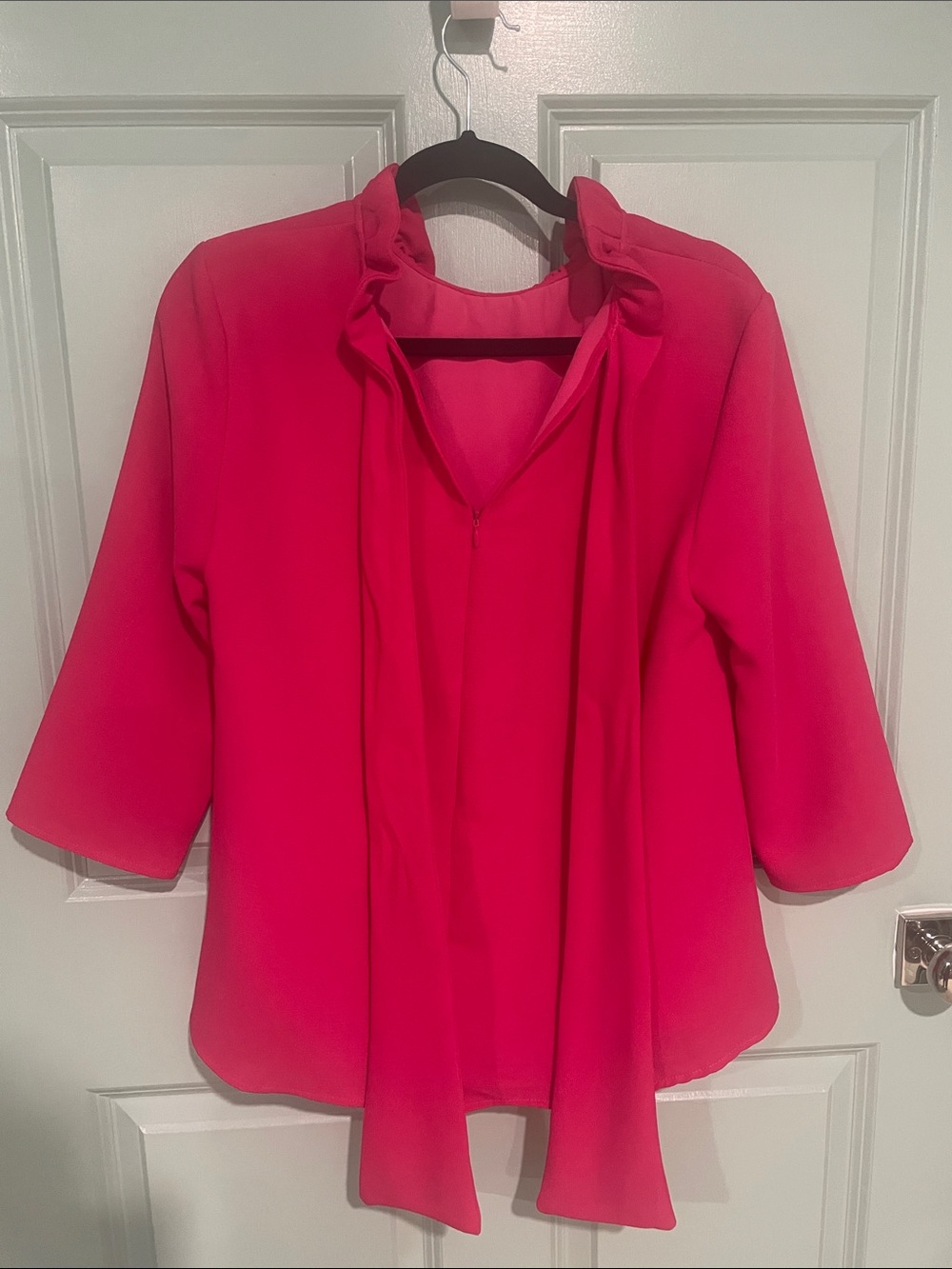 Tuckernuck pomander place Women's Pink Bow-Back Ruffle Neck Blouse - Picture 6 of 8
